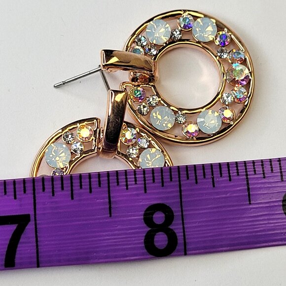 Crystal Rhinestone Circle Dangle Earrings - Picture 6 of 11